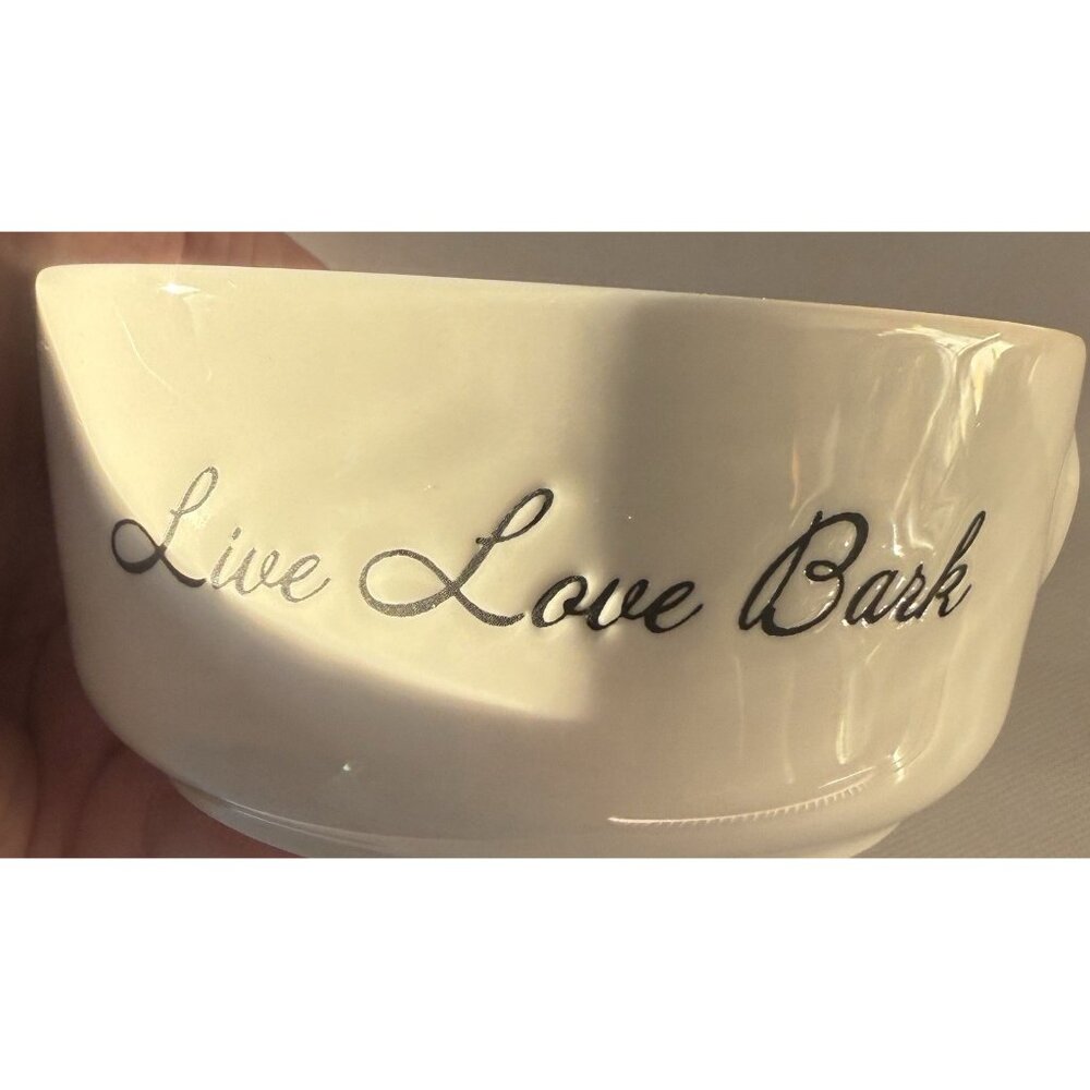 FIDO'S DINER White Live Love Bark  & Pawprint Dog Cat Pet Food Water Bowl